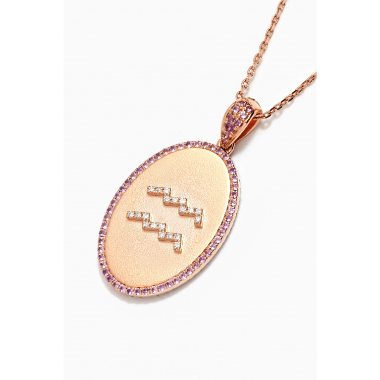 Arkay - Zodiac February Diamond Necklace in 18kt Rose Gold