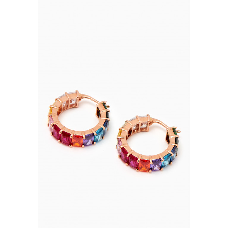 Arkay - Large Emerald-Cut Rainbow Hoops in 18kt Gold Rose Gold
