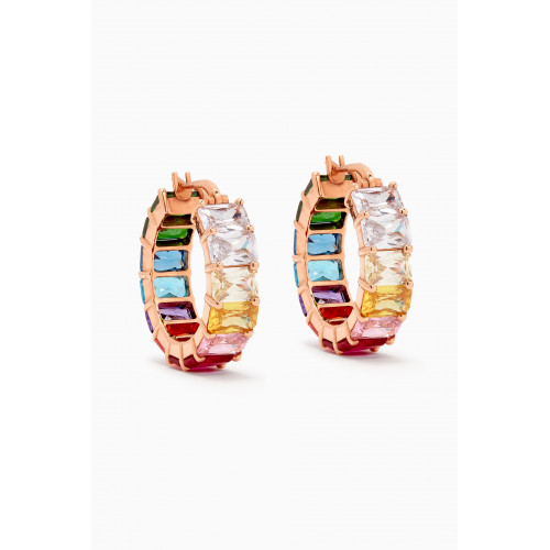 Arkay - Large Emerald-Cut Rainbow Hoops in 18kt Gold Rose Gold