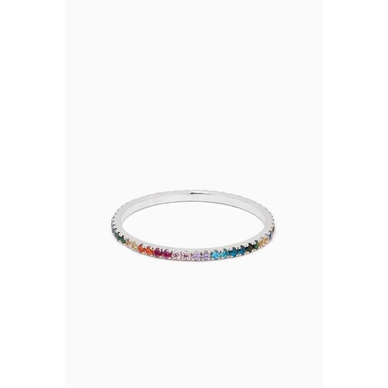 Arkay - Micro Rainbow Eternity Band Ring in 18kt White Gold White