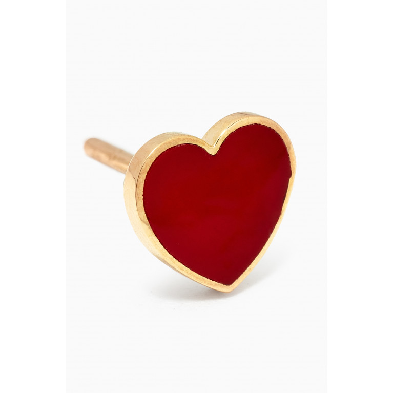 Arkay - Heart Enamel Stud Earrings in 18kt Gold