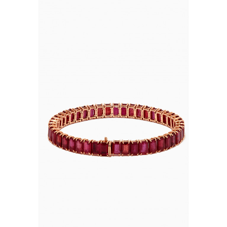 Arkay - Emerald-cut Ruby Tennis Bracelet in 18kt Rose-Gold