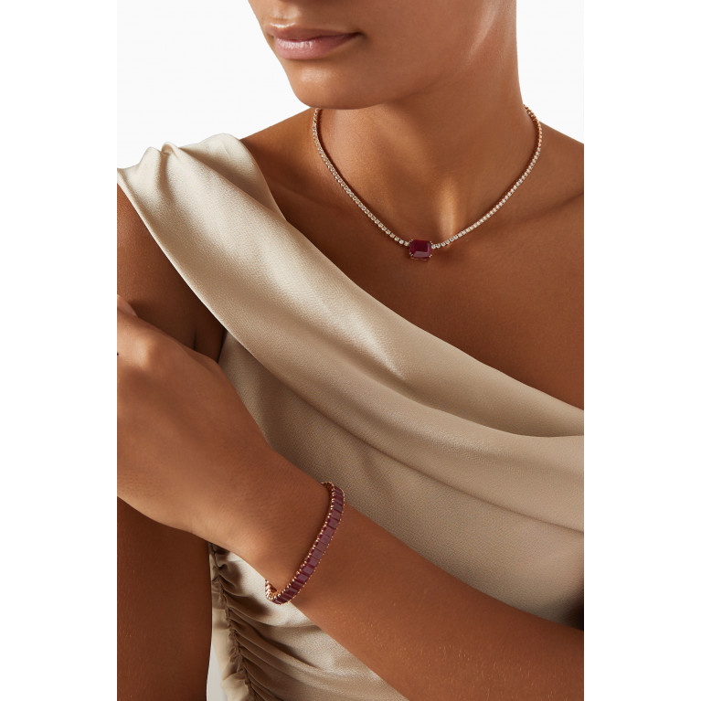 Arkay - Emerald-cut Ruby Tennis Bracelet in 18kt Rose-Gold