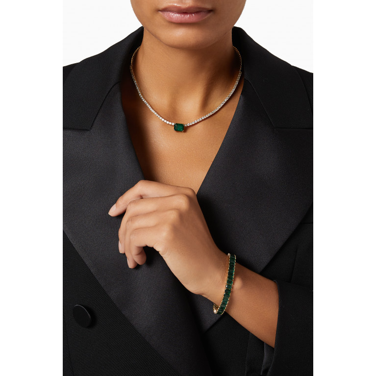 Arkay - Diamond & Emerald Tennis Necklace in 18kt Gold