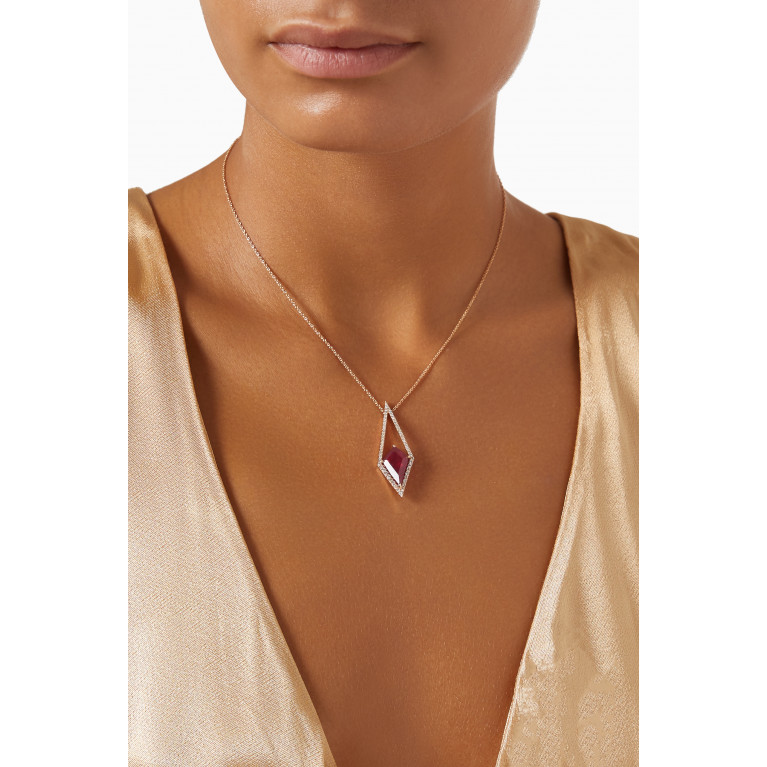 Arkay - Ruby & Diamond Kite Necklace in 18kt Rose Gold