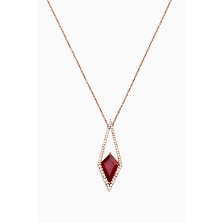 Arkay - Ruby & Diamond Kite Necklace in 18kt Rose Gold