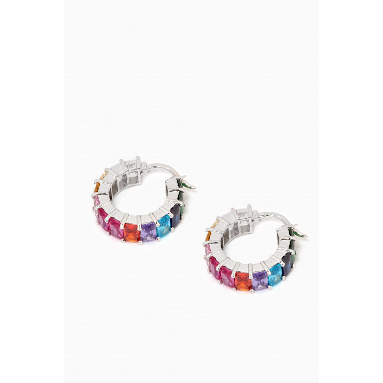 Arkay - Rainbow Emerald-cut Hoops in 18kt White Gold White