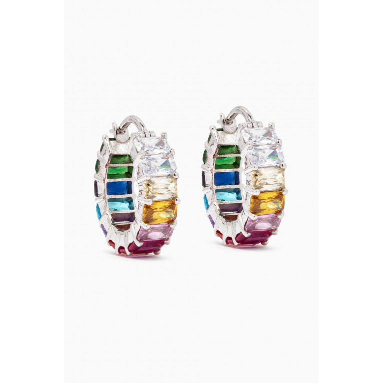 Arkay - Rainbow Emerald-cut Hoops in 18kt White Gold White