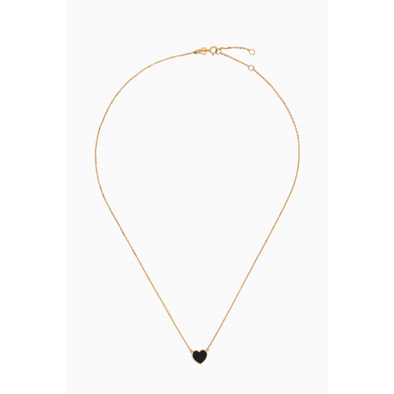 Arkay - Heart Enamel Necklace in 18kt Gold Black
