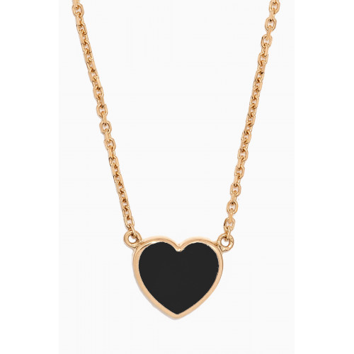 Arkay - Heart Enamel Necklace in 18kt Gold Black