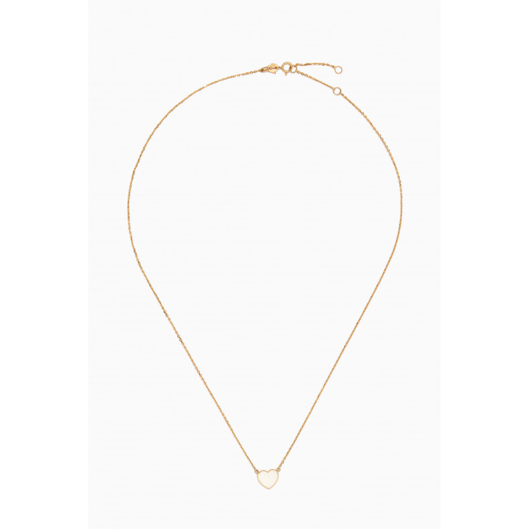 Arkay - Heart Enamel Necklace in 18kt Gold White