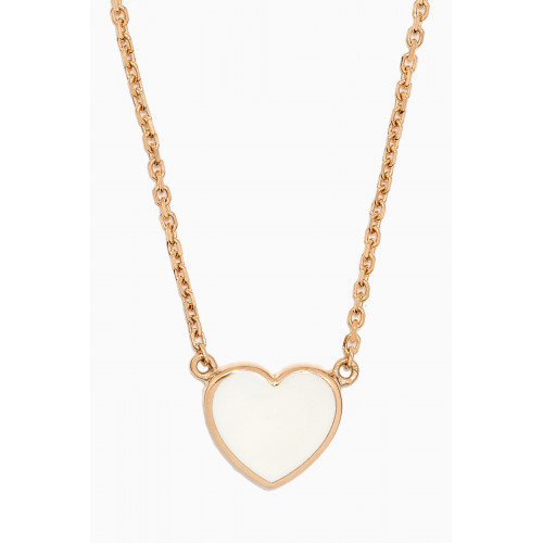 Arkay - Heart Enamel Necklace in 18kt Gold White