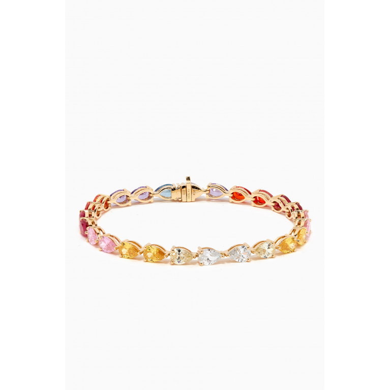 Arkay - Rainbow Pear-cut Tennis Bracelet in 18kt Gold