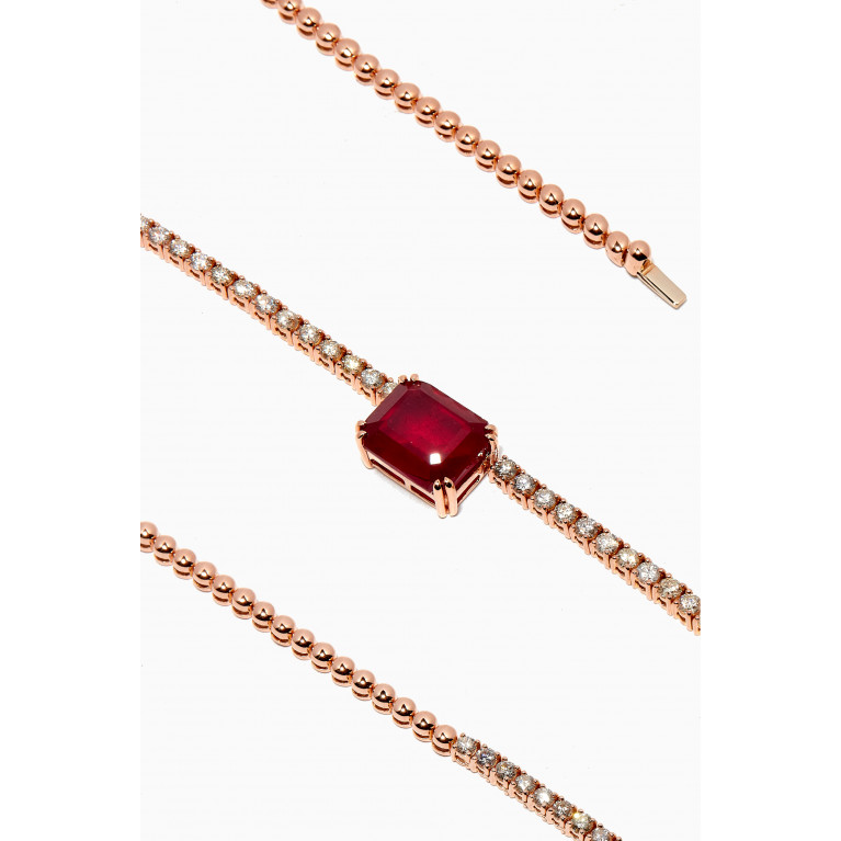 Arkay - Diamond & Ruby Tennis Necklace in 18kt Rose Gold