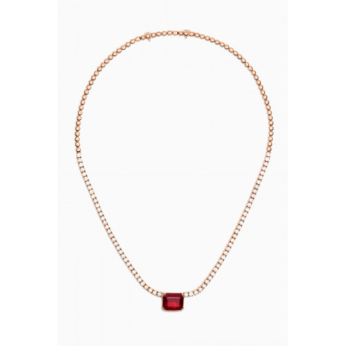 Arkay - Diamond & Ruby Tennis Necklace in 18kt Rose Gold
