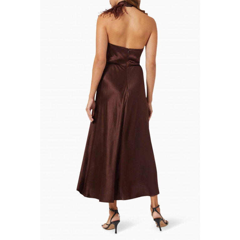 Vince - Feathered Halter Midi Dress in Viscose