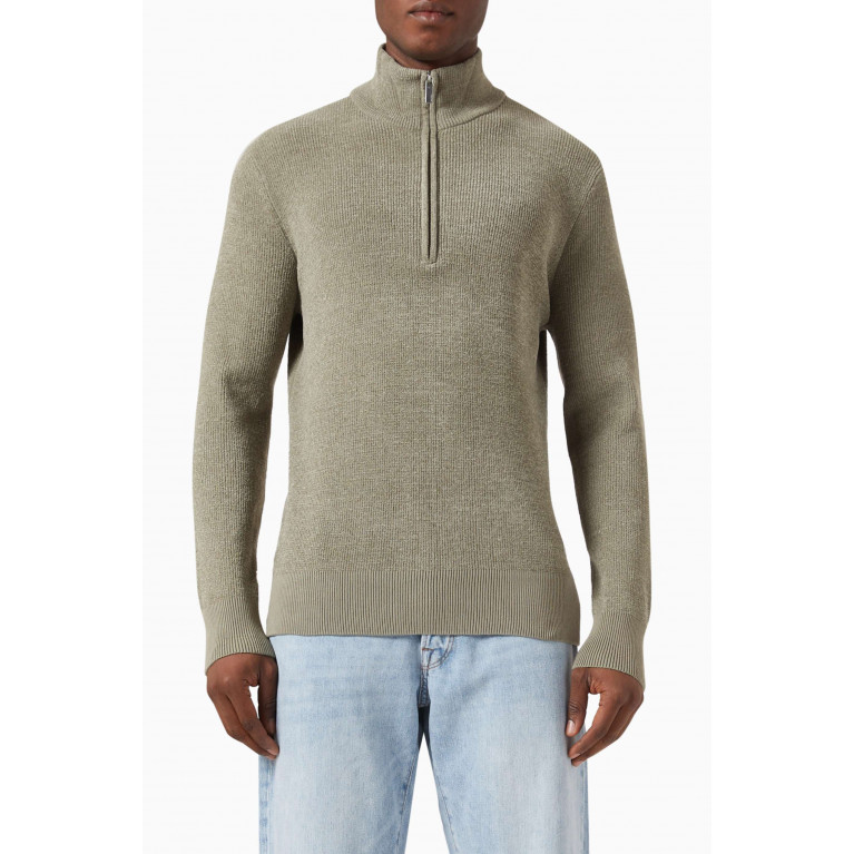 Selected Homme - High-Zip Pullover in Organic Cotton Blend Grey