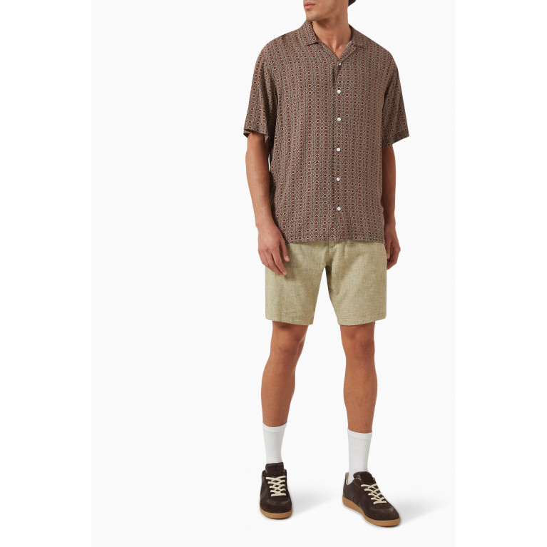 Selected Homme - Comfort Shorts in Cotton-Linen Blend Green