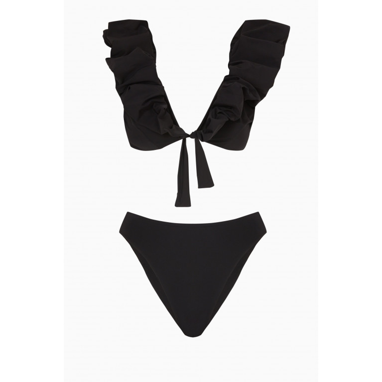Maygel Coronel - Cressa Ruffled Bikini Set Black