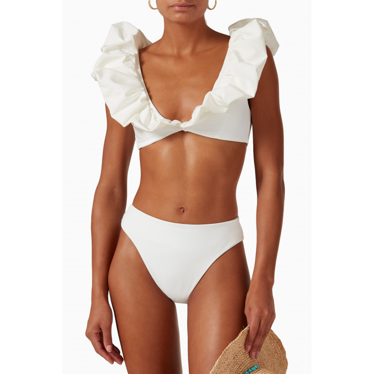 Maygel Coronel - Cressa Ruffled Bikini Set Neutral