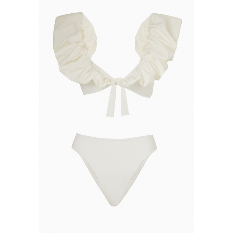 Maygel Coronel - Cressa Ruffled Bikini Set Neutral