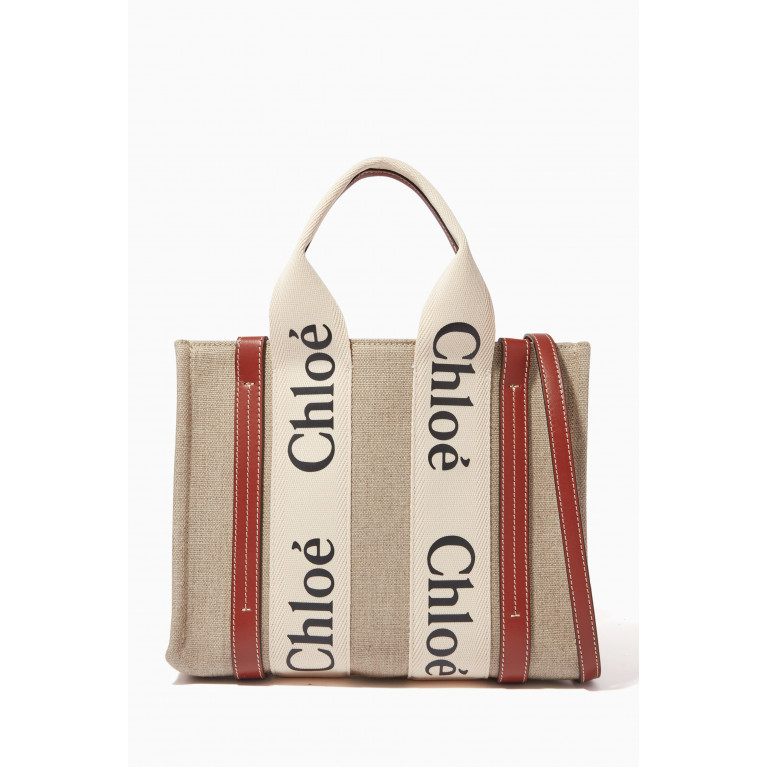 Chloé - Small Woody Tote Bag in Canvas Brown
