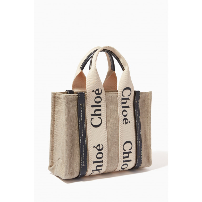 Chloé - Small Woody Tote Bag in Canvas Blue