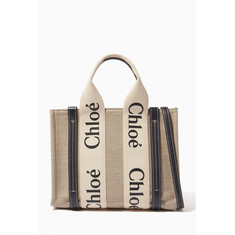 Chloé - Small Woody Tote Bag in Canvas Blue