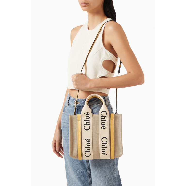 Chloé - Small Woody Tote Bag in Canvas Orange