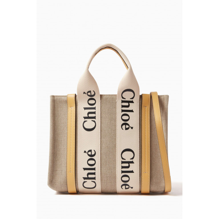 Chloé - Small Woody Tote Bag in Canvas Orange