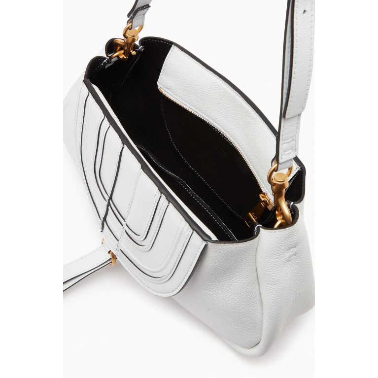 Chloé - Marcie Medium Shoulder Bag in Grained & Shiny Leather White