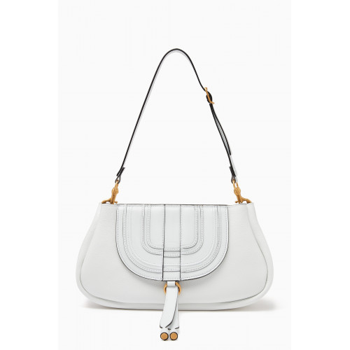 Chloé - Marcie Medium Shoulder Bag in Grained & Shiny Leather White