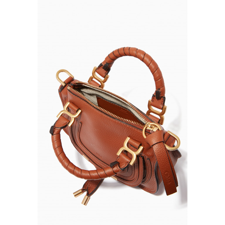 Chloé - Mini Marcie Handbag in Grain Leather Brown