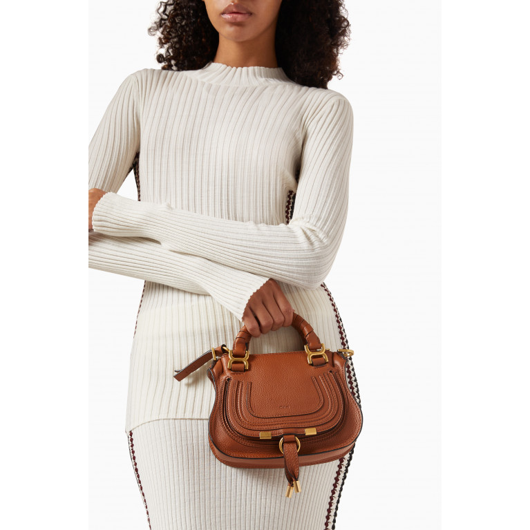 Chloé - Mini Marcie Handbag in Grain Leather Brown