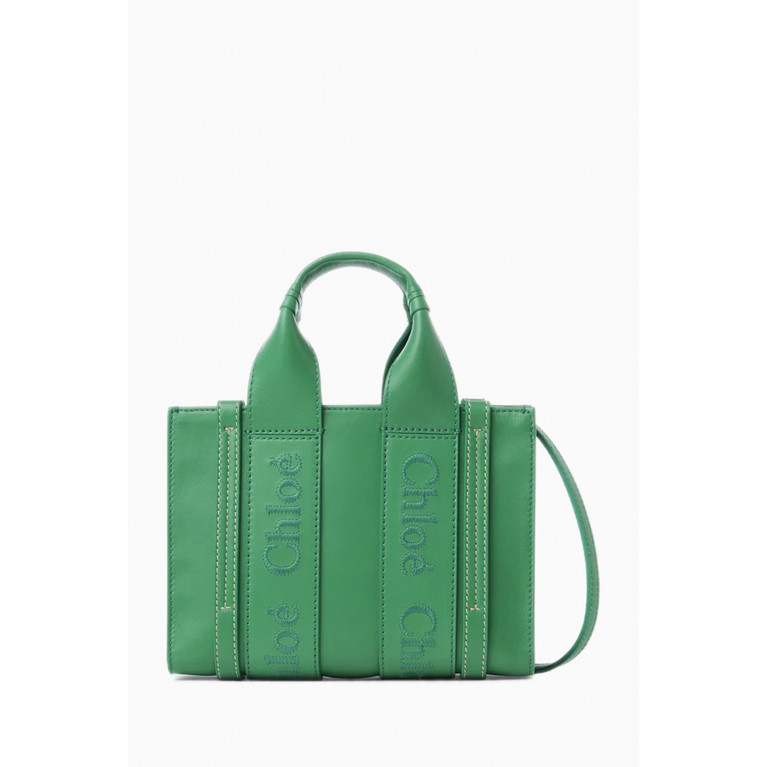 Chloé - Mini Woody Tote Bag in Leather Green