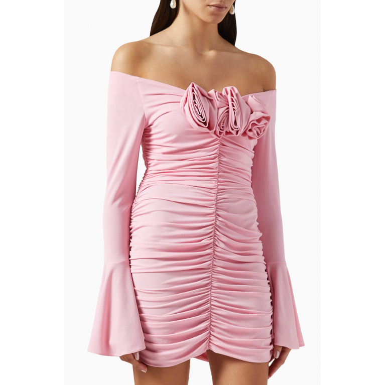Magda Butrym - Ruched Roses Mini Dress in Viscose-jersey