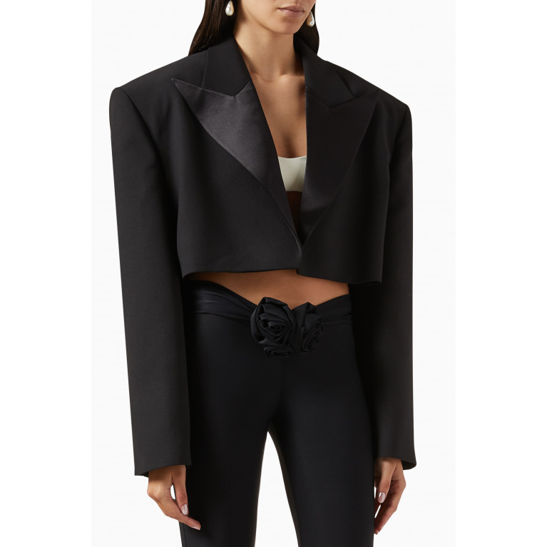 Magda Butrym - XL Oversized Crop Blazer in Silk & Wool-blend