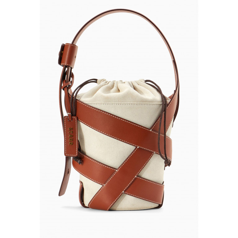 Staud - Hive Bucket Bag in Leather & Canvas