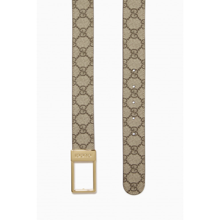 Gucci - GG Belt with Rectangle Buckle in Leather & Canvas