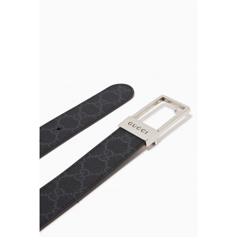 Gucci - GG Belt with Rectangle Buckle in Leather & Canvas