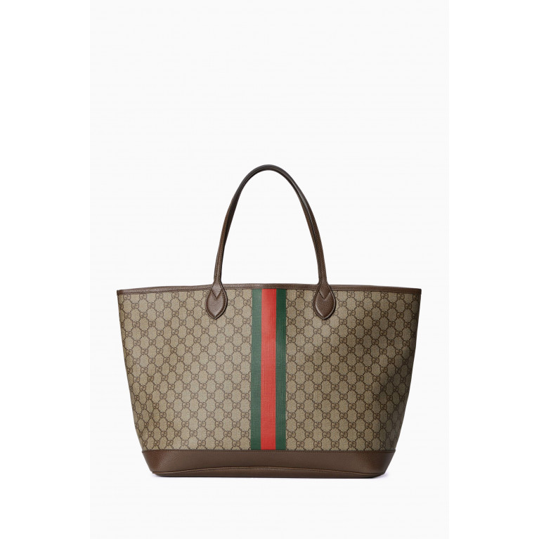Gucci - Large Ophidia Zip Web Tote Bag in GG Supreme Canvas