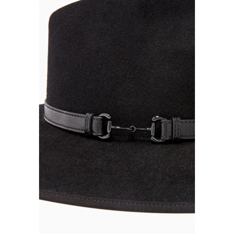 Gucci - Hat with Leather Belt in Rabbit Felt