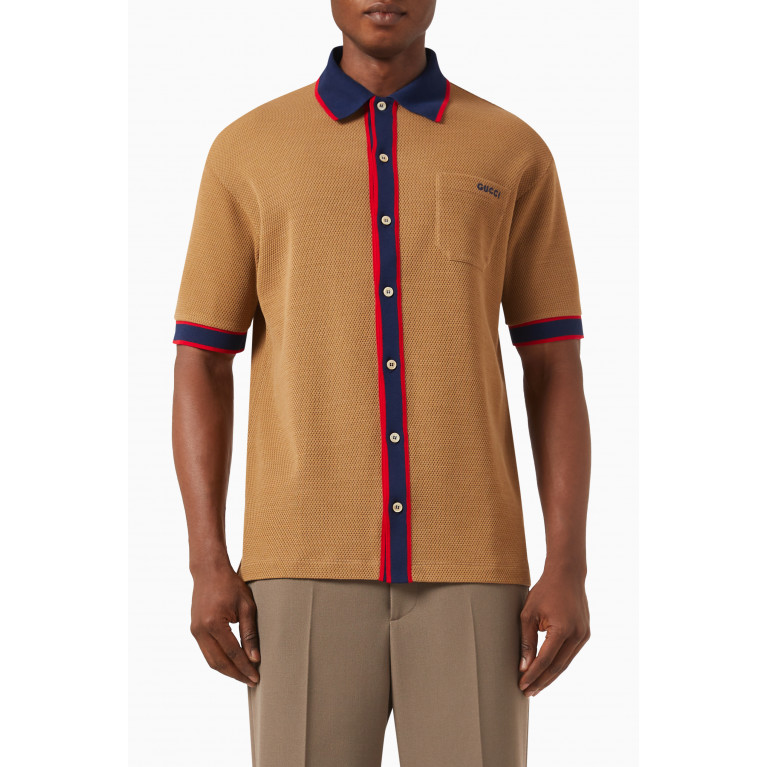Gucci - Logo Polo Shirt in Wool-blend Jersey