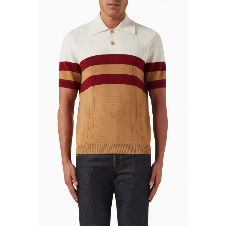 Gucci - Striped Polo Shirt in Wool-cashmere Knit