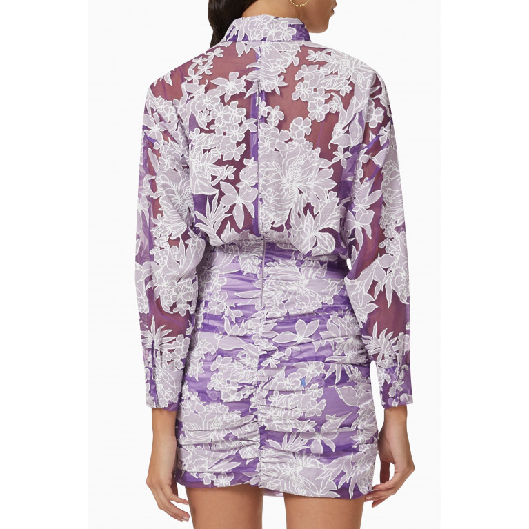 SELMACILEK - Floral Appliqué Shirt Mini Dress