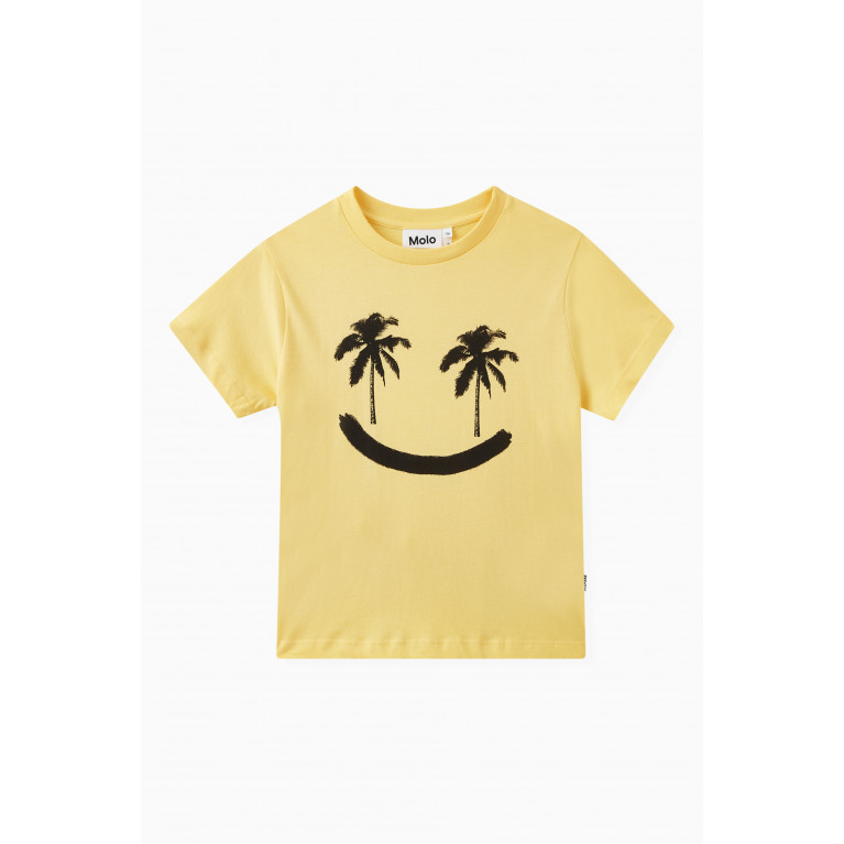 Molo - Rame Palm Eyes T-shirt in Cotton Yellow