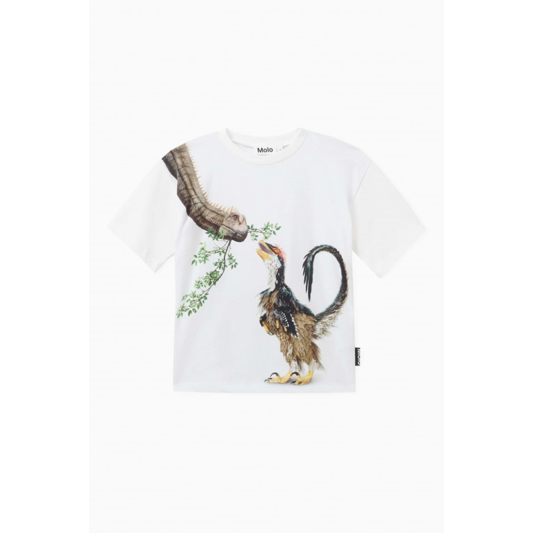 Molo - Dino Meeting Graphic Print T-shirt in Organic Cotton