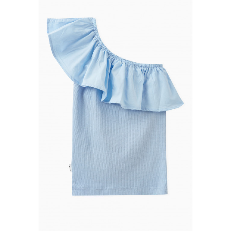 Molo - Rebecca One-shoulder Top in Organic Cotton Blend Blue