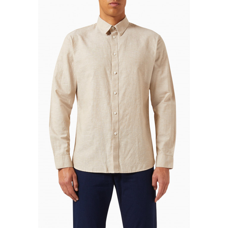 Selected Homme - Shirt in Linen Blend Neutral