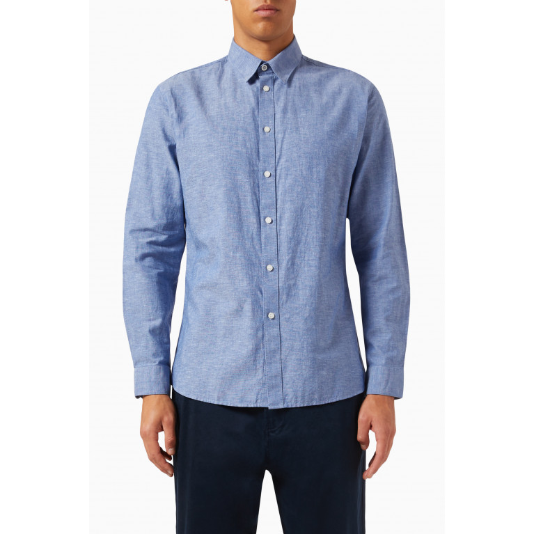 Selected Homme - Shirt in Linen Blend Blue